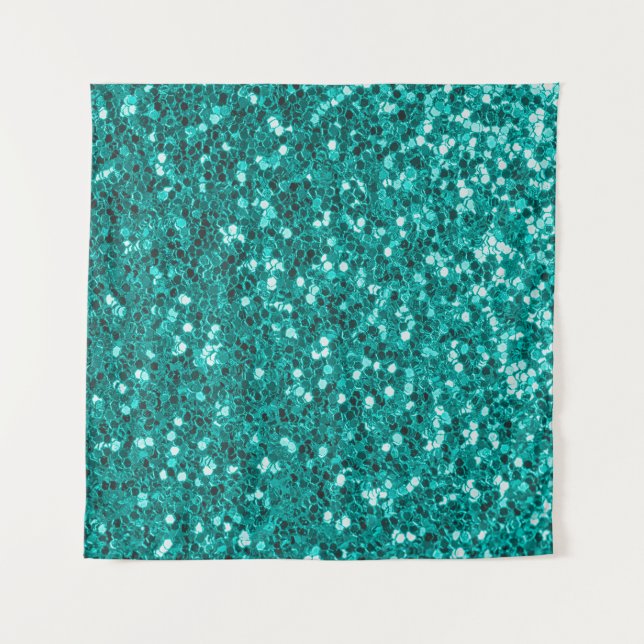 Turquoise Sparkles: Bright Close-Up Foundation Tapestry (Front)