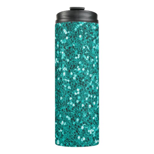 Turquoise Sparkles Bright Close_Up Foundation Thermal Tumbler