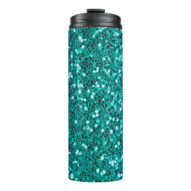 Turquoise Sparkles: Bright Close-Up Foundation Thermal Tumbler (Front)