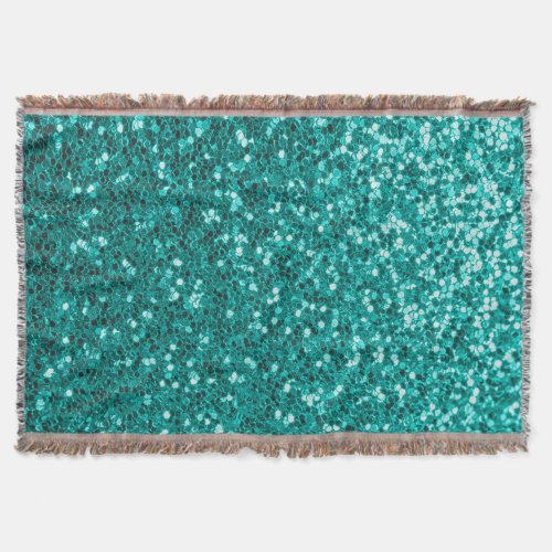 Turquoise Sparkles Bright Close_Up Foundation Throw Blanket