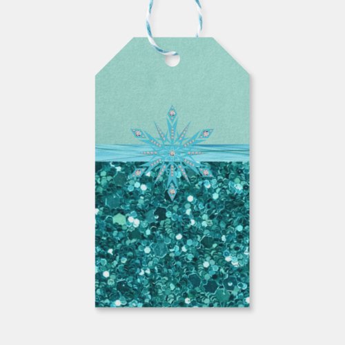 Turquoise Splendor glitter and sparkle Gift Tags