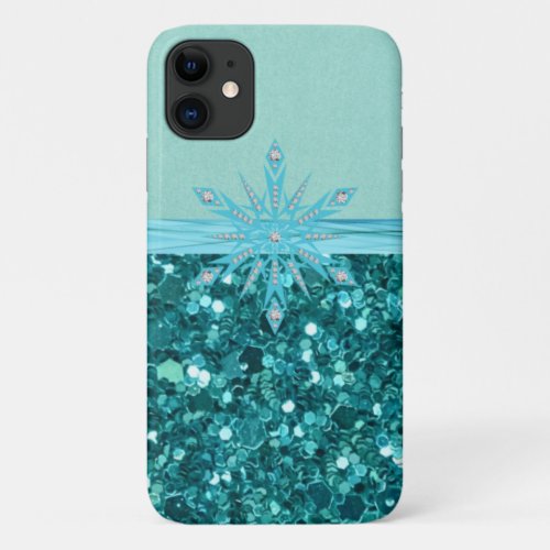 Turquoise Splendor sparkle and glitter iPhone 11 Case