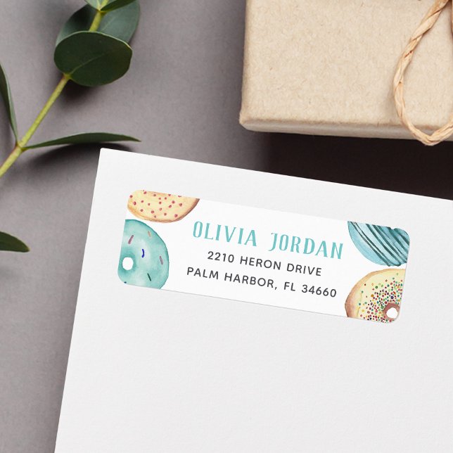 Turquoise Sprinkle Donut Return Label (Creator Uploaded)