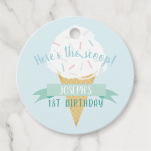 Turquoise Sprinkles Ice Cream Birthday Thank You Favor Tags