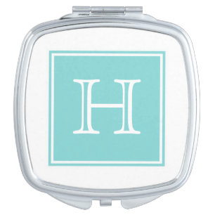 Turquoise Square Monogram Compact Mirror