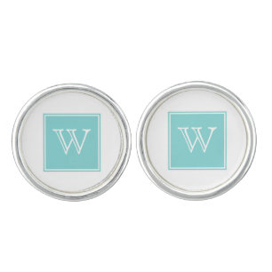 Turquoise Square Monogram Cufflinks
