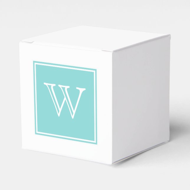 Turquoise Square Monogram Favor Boxes (Front Side)