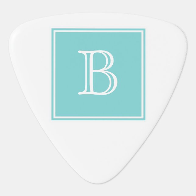 Turquoise Square Monogram Guitar Pick (Front)