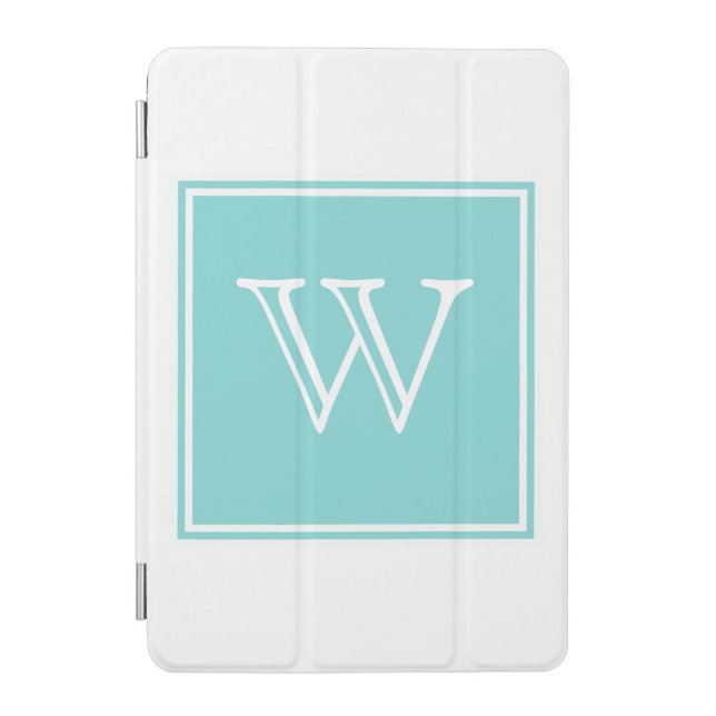 Turquoise Square Monogram iPad Mini Cover (Front)