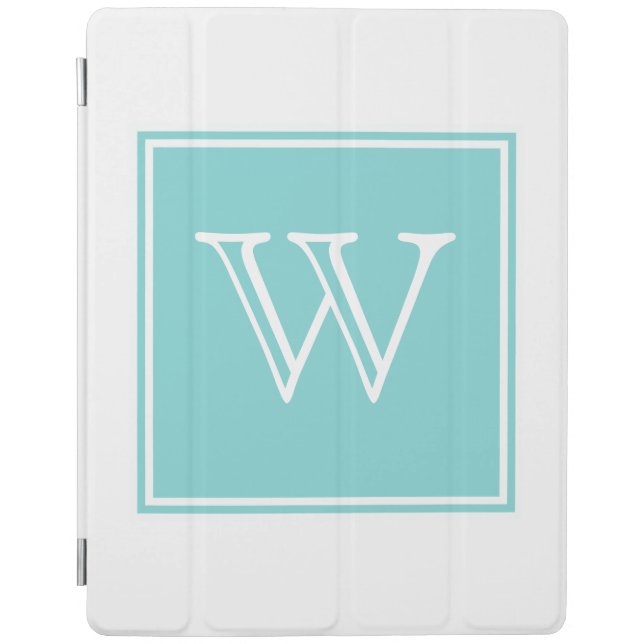 Turquoise Square Monogram iPad Smart Cover (Front)