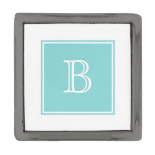 Turquoise Square Monogram Lapel Pin