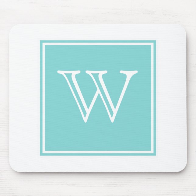 Turquoise Square Monogram Mousepad (Front)