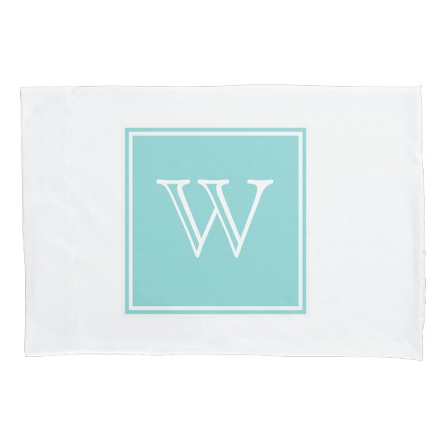 Turquoise Square Monogram Pillowcase (Front)