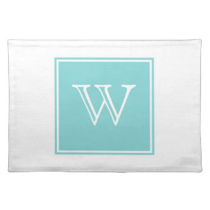 Turquoise Square Monogram Placemat