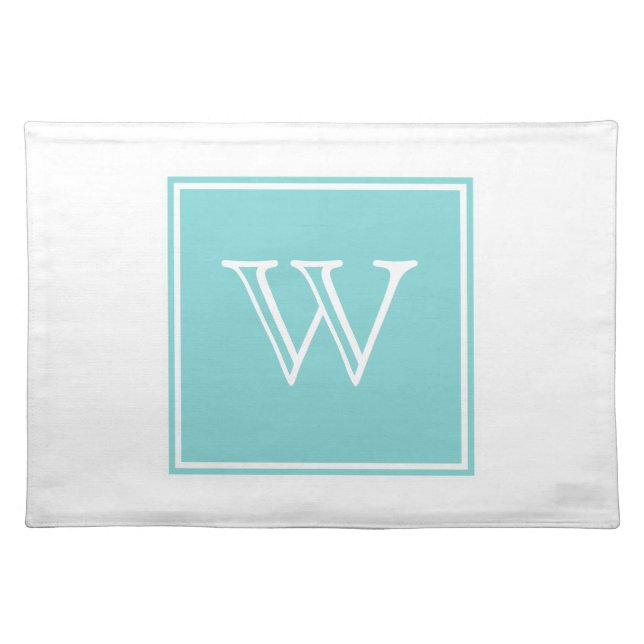 Turquoise Square Monogram Placemat (Front)