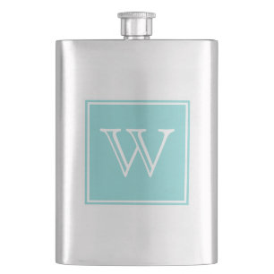 Turquoise Square Monogram Premium Flask