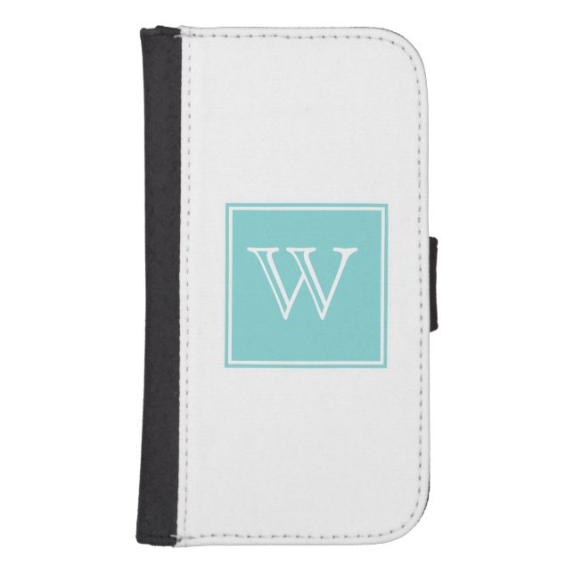 Turquoise Square Monogram Samsung Galaxy Wallet Case (Front)