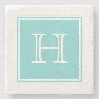 Turquoise Square Monogram Stone Coaster