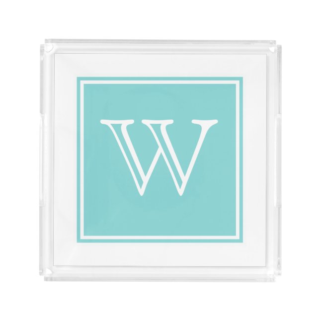 Turquoise Square Monogram Vanity Tray (Front)