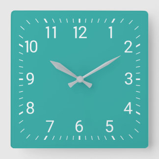 Turquoise Square Wall Clock