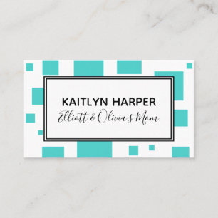 Turquoise Squares Mommy Play Date Calling Card