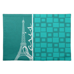 Turquoise Squares; Paris Cloth Placemat