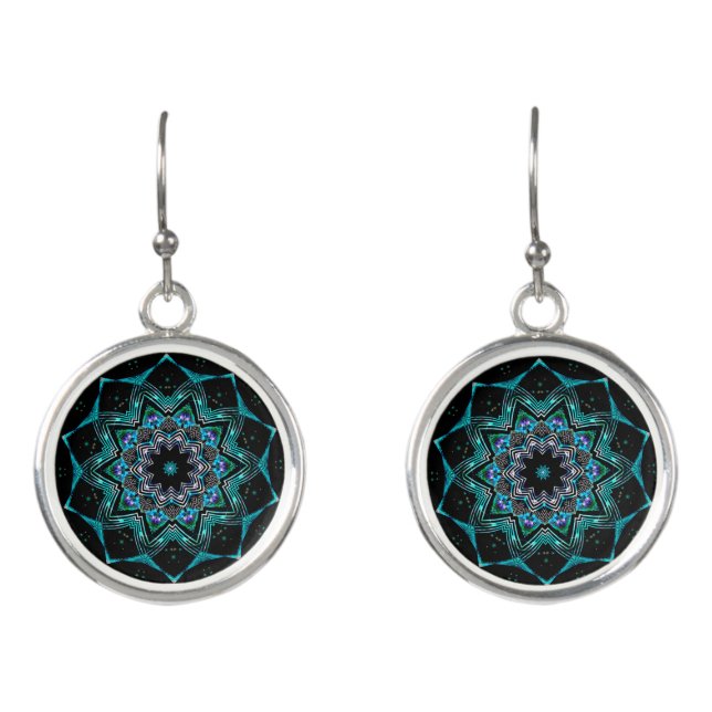 Turquoise Star Mandala Earrings (Front)