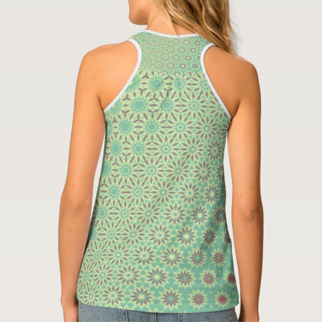 Turquoise Starburst Pattern Leggings Tank Top (Back)
