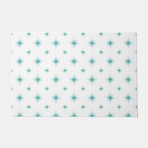Turquoise Starburst Pattern Mid Century Modern Doormat