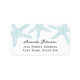 Turquoise Starfish Address Label