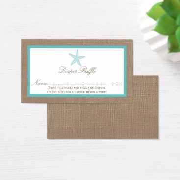 Turquoise Starfish Beach Baby Shower Diaper Raffle Business Card Turquoise Starfish Beach Baby Shower Diaper Raffle Business Card