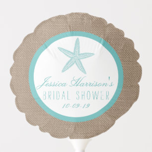 Turquoise Starfish Beach Bridal Shower Balloon