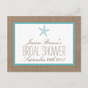 Turquoise Starfish Beach Bridal Shower Recipe Card