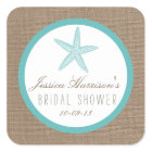Turquoise Starfish Beach Bridal Shower Stickers