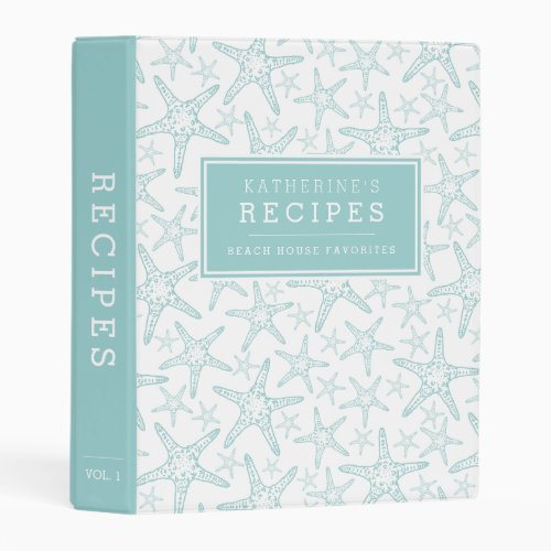 Turquoise Starfish Beach House Recipe Mini Binder