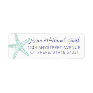 Turquoise Starfish Beach Return Address Label