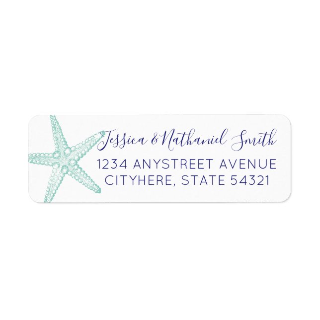 Turquoise Starfish Beach Return Address Label (Front)