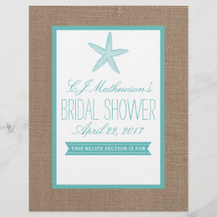 Turquoise Starfish Bridal Shower Recipe Divider