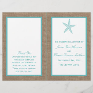 Turquoise Starfish Burlap Beach Wedding Collection