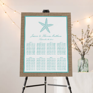 Turquoise Starfish Burlap Beach Wedding Collection Foam Board