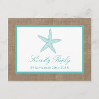 Turquoise Starfish Burlap Beach Wedding Collection