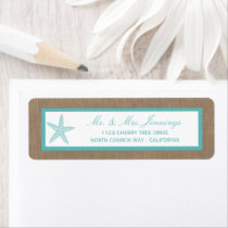 Turquoise Starfish Burlap Beach Wedding Collection Label