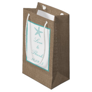 Turquoise Starfish Burlap Beach Wedding Collection Small Gift Bag