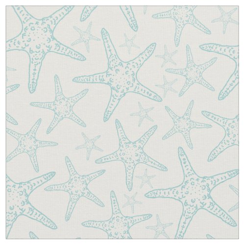 Turquoise Starfish Coastal Pattern Fabric