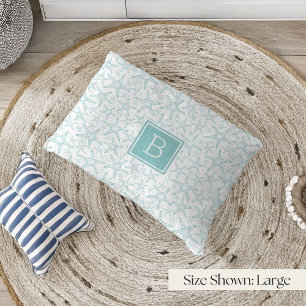 Turquoise Starfish Monogram Pet Bed