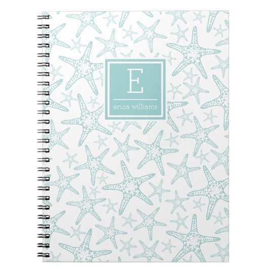 Turquoise Starfish Pattern Personalized Notebook | Zazzle.com