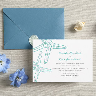 Turquoise Starfish Wedding Invite