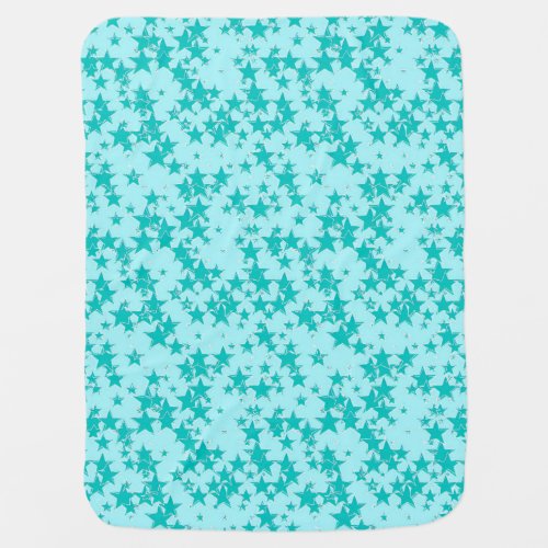 Turquoise stars on an aqua background baby blanket