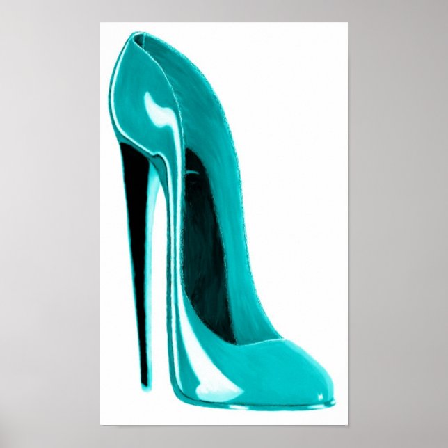 Turquoise Stiletto Shoe Print (Front)