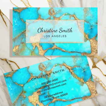 Turquoise Stone Background Business Card by amoredesign at Zazzle